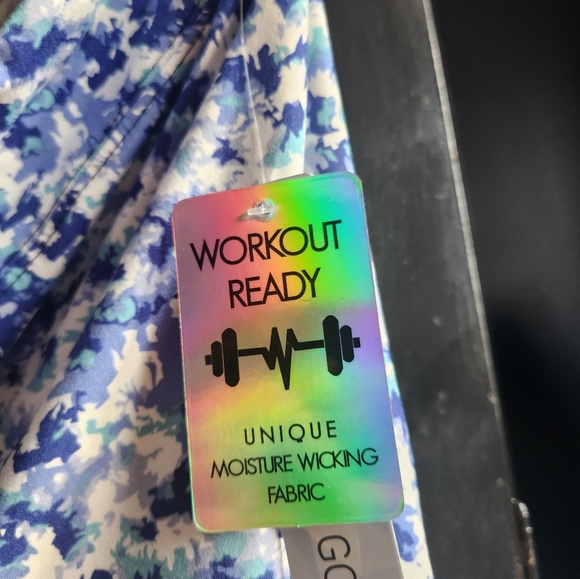 Flora Blue and White Athletic Tights 3x - Picture 2 of 2